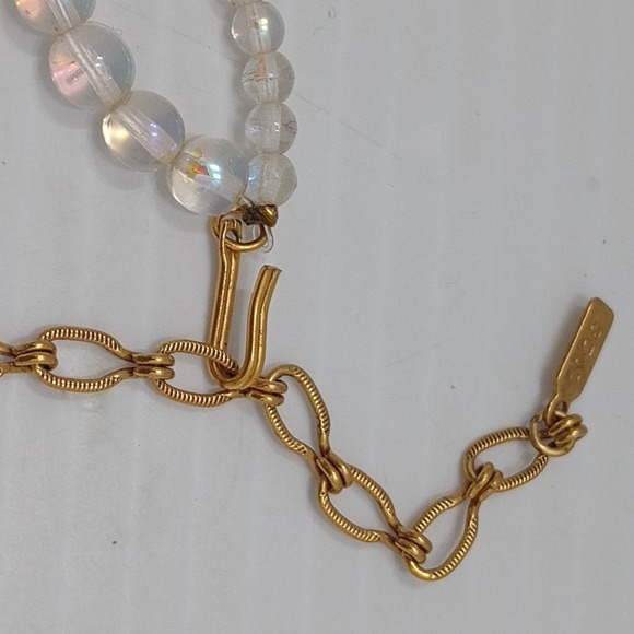 1928 Jewelry Co Fancy Double Strand AB Bead Heart Pendant Gold Tone Necklace 18" - Picture 8 of 11